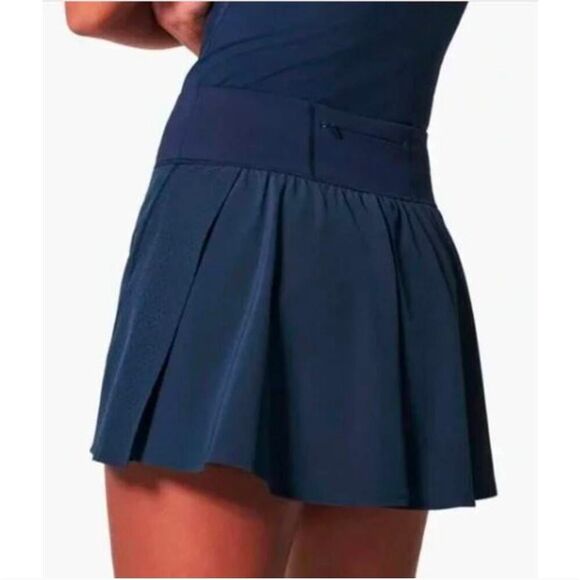 Spanx Get Moving Skort XL Navy Built-In Shorts Pocket Active Athletic Skirt - Picture 3 of 12